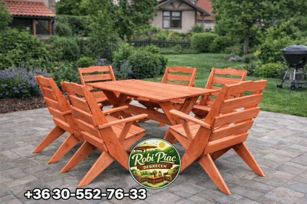 6+1 borovi fenyő összecsukható kerti Butor
